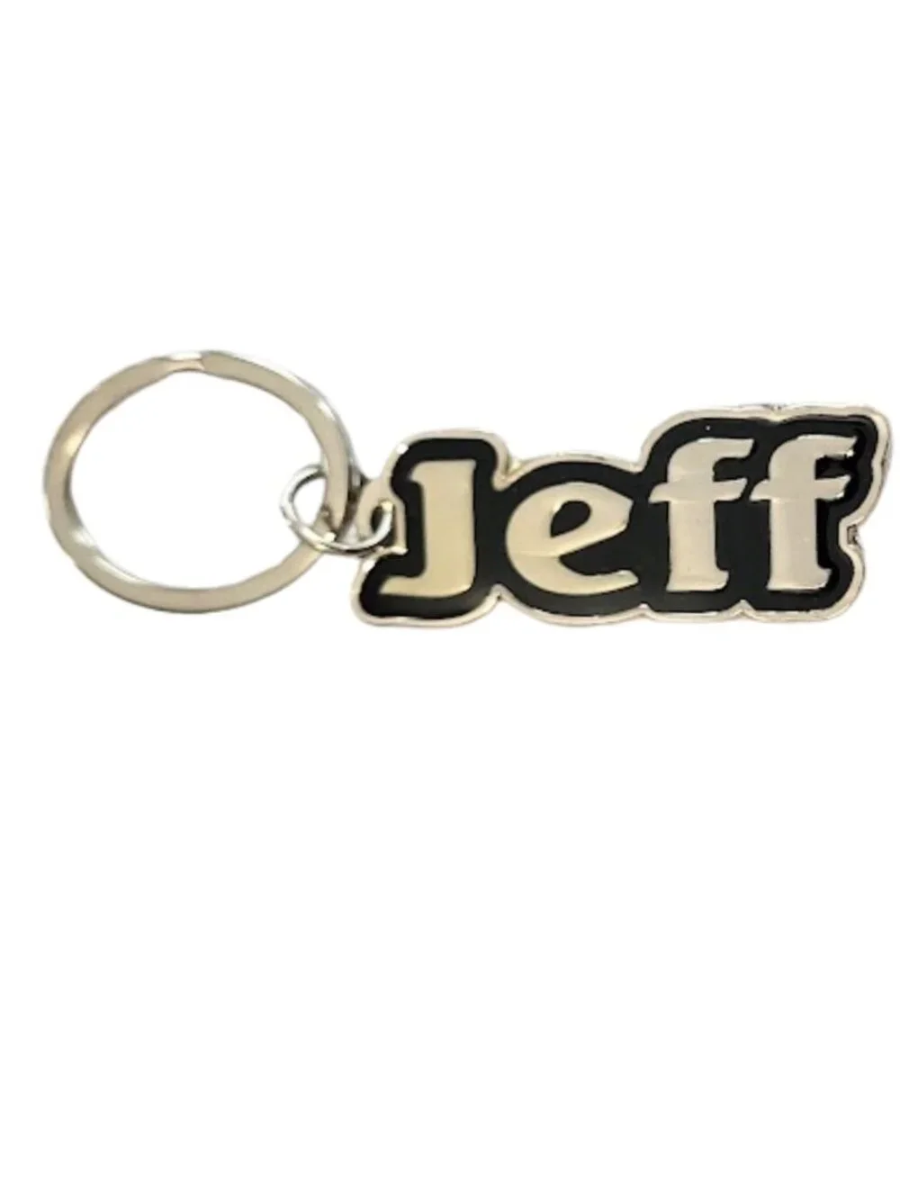 SWIBCO NW0T Black & Silver Galaxy Keychain Silver Metal Personalized Name JEFF